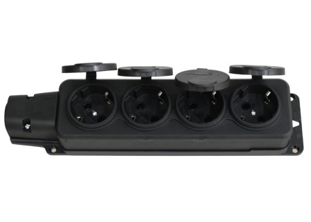 Cap prelungitor cauciucat  4 posturi cu capac  negru YW-7504 - Imagine produs en-gros