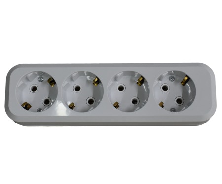Cap prelungitor cu patru posturi Schuko contact cupru, plastic ignifugYW-5814 - Imagine produs en-gros