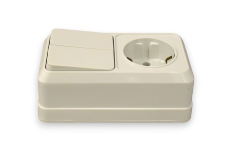 Comutator cu priza pe tencuiala YW-18046 - Imagine produs en-gros [3]