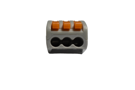 Trasee cabluri electrice - Conector cablu tip wago cu 3 pini si clema de prindere .Reglete cu 3 pini pentru instalatii electrice - Imagine produs en-gros