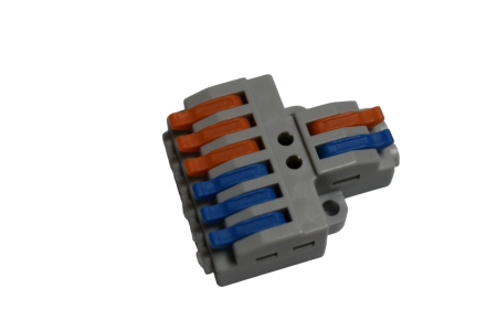 Conectoare electrice/Morsete/reglete - Conector electric tip Wago 2 intrări 6 ieșiri cu pârghii rapide pentru distribuție