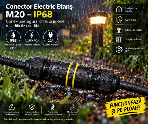 Conector electric IP68 3 poli pentru instalații exterioare [1]