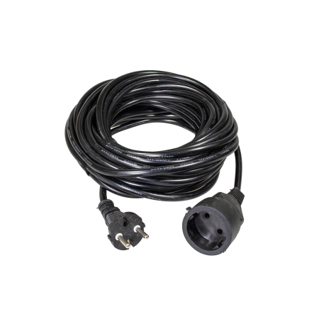 Prelungitoare/Derulatoare - Cordon 15M prelungitor cupla si stecher cauciuc , cablu negru 2x1