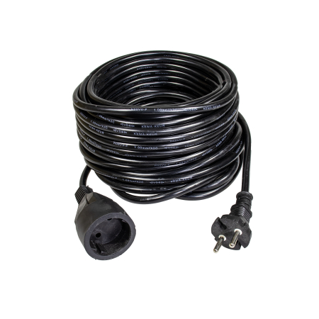 Prelungitoare/Derulatoare - Cordon 30M prelungitor cupla si stecher cauciuc , cablu negru 2x1