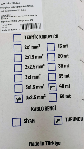 derulator profesional, prelungitor tambur 40m, cablu 3x2.5mm, 4 prize schuko, tambur electric, echipamente electrice, accesorii atelier, DandyProElectro, scule profesionale, IP20, CE, RoHS [3]