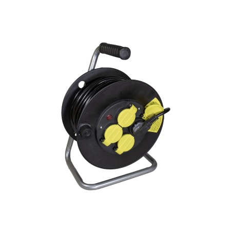Prize și Întrerupătoare - Derulator prelungitor electric 25 M pe tambur 3x1.5mm 4 prize cu capac protectie si impamantare - Imagine produs en-gros