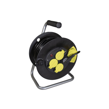 Prelungitoare/Derulatoare - Derulator prelungitor electric 25 M pe tambur 3x1.5mm , 4 prize cu capac , protectie si impamantare