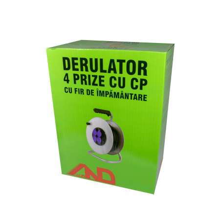 Derulator prelungitor electric 25 M pe tambur metalic 3x2.5mm , 4 prize cu capac , protectie si impamantare [2]