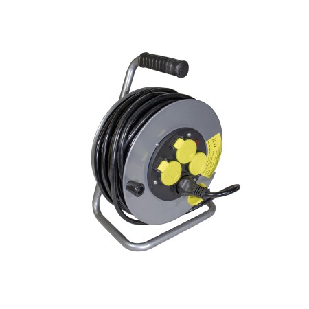 Prize și Întrerupătoare - Derulator prelungitor electric 30 M pe tambur metalic 3x2.5mm , 4 prize cu protectie si impamantare - Imagine produs en-gros