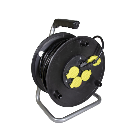 Prelungitoare/Derulatoare - Derulator prelungitor electric 40 M pe tambur 3x1.5mm , 4 prize cu capac , protectie si impamantare
