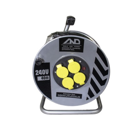 Derulator prelungitor electric 40 M pe tambur metalic 3x2.5mm , 4 prize cu protectie si impamantare - Imagine produs en-gros [1]