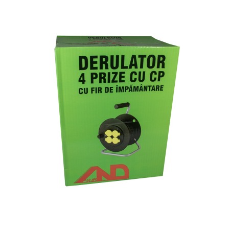 Derulator prelungitor electric 50 M pe tambur 3x1.5mm , 4 prize cu capac , protectie si impamantare - Imagine produs en-gros [1]