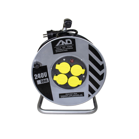 Derulator prelungitor electric 50 M pe tambur metalic 3x2.5mm , 4 prize cu protectie si impamantare [1]