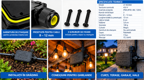 Doza derivatie etansa IP68 LF-M2068 450V cu 3 intrari [4]