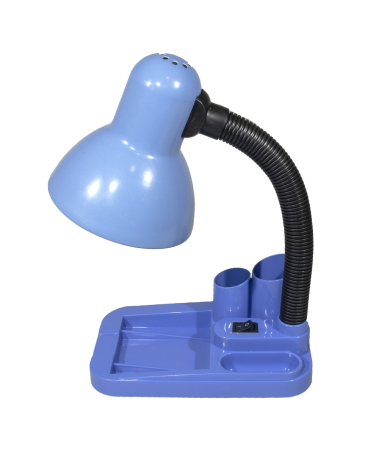 Lampa de birou albastra cu suport accesorii de birou , pentru becuri E27 Led si economice , cu brat reglabil [2]