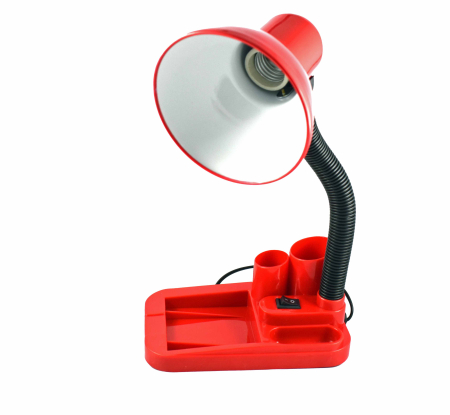 Veioze/Lămpi/lampa de veghe - Lampa de birou rosie cu suport accesorii de birou , pentru becuri E27 Led si economice , cu brat reglabil