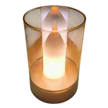 Lămpi portabile - Lampa de sticlă cu  flacără proiectata cu led, reglabilă, cu senzor de mișcare, control, lumină de noapte fără fir, reincarcabilă pentru dormitor, restaurant, cafenea, lanternă de masă cu lumină caldă