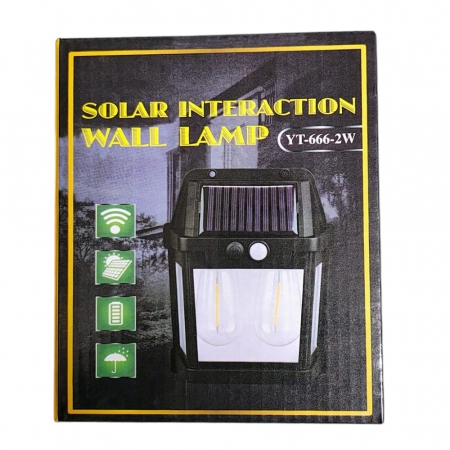 Lampă solara de perete cu senzor de lumina si miscare,YT-666 2W Design tip felinar cu 2 becuri [1]