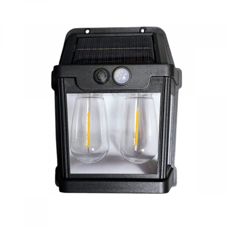 Aplice ,becuri si corpuri cu senzor - Lampă solara de perete cu senzor de lumina si miscare,YT-666 2W Design tip felinar cu 2 becuri