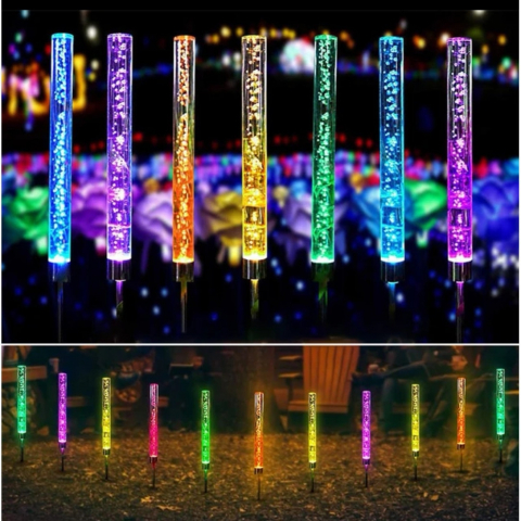 Set 2 Lampi Solare LED Tub cu Bule, RGB Multicolor, Lumina in Culori Alternante, Inaltime 73cm - Imagine produs en-gros [2]
