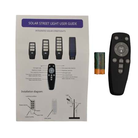 Lampa Solara Stradal JX-999120  400W Iluminat Perimetral  Incarcare Rapida 6500K  Panou 6V 20W  Acumulator 3,2V 18Ah si Telecomanda - Imagine produs en-gros [1]