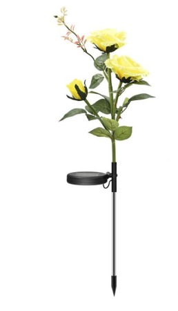 Lampi solare decorative de gradina tip floare de trandafir galben set de 4 buc - Imagine produs en-gros [3]