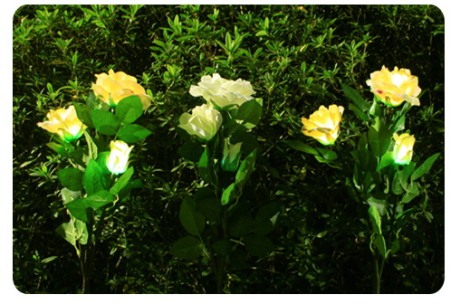 Lampi solare decorative de gradina tip floare de trandafir galben set de 4 buc - Imagine produs en-gros [2]