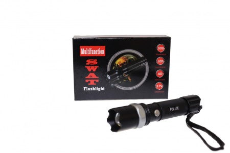 Lampi Veioze Lanterne - Lanterna LED swat 3W police, metalica, reincarcabila cu Acumulator - Imagine produs en-gros