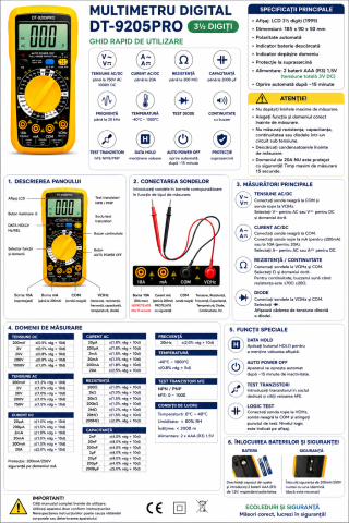 Multimetru Digital DT-9205pro – Aparat Profesional de Măsură Electrică [1]