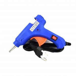 Scule utile / sonerii / rulete - Pistol de lipit compact 20W cu vârf metalic subțire și suport metalic — folosește beţe silicon Ø7 mm