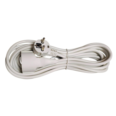 Prelungitor Cuplă 5M alb 3x1,5 mm² 10A 240V cu stecher și cuplă cauciucată [0]