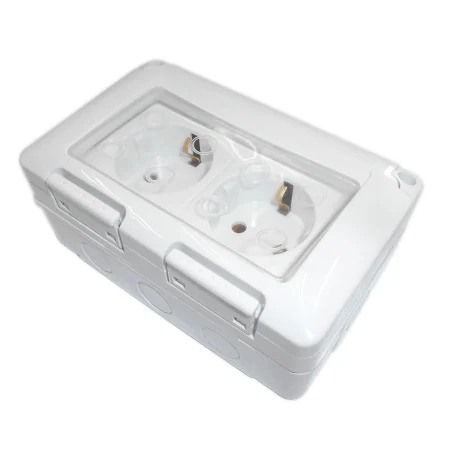 Prize Intrerupatoare Comutatoare touch si pe fir - Priza  dubla antigron  cu protectie pe tencuiala 1 - Imagine produs en-gros