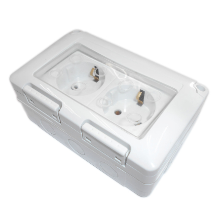 Priza  dubla antigron  cu protectie pe tencuiala [1]