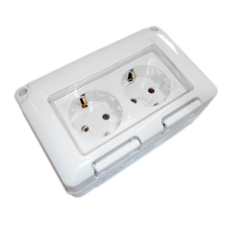 Priza  dubla antigron  cu protectie pe tencuiala