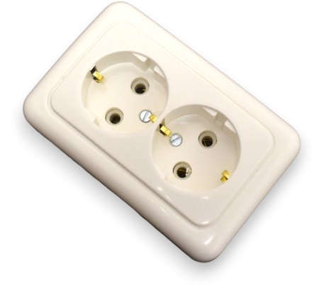 Prize Intrerupatoare Comutatoare touch si pe fir - Priza dubla sub tencuiala cu inel ceramic El-Co - Imagine produs en-gros