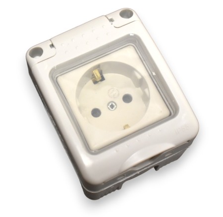 Prize Intrerupatoare Comutatoare touch si pe fir - Priza simpla antigron cu protectie pe tencuiala 1 - Imagine produs en-gros