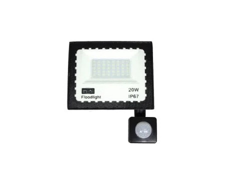 Proiectoare led si lampi stradale - Proiector Led 20 W cu senzor de lumina si miscare , exterior IP67 , slim , 6500k - Imagine produs en-gros