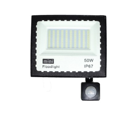 Proiectoare led si lampi stradale - Proiector Led 50 W cu senzor de lumina si miscare , exterior IP67 , slim , 6500k - Imagine produs en-gros