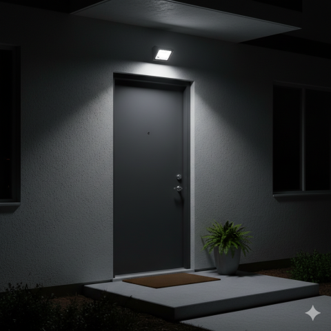 proiector led mini 20w 220v ip66 iluminat exterior compact alb rece [1]