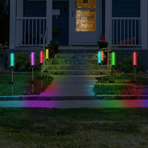 Set 2 Lampi Solare LED Tub cu Bule, RGB Multicolor, Lumina in Culori Alternante, Inaltime 73cm - Imagine produs en-gros [1]