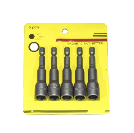 Set 5 x cap tubulara de 10 mm, cu magnet , prindere hexagonala 1/4 [1]