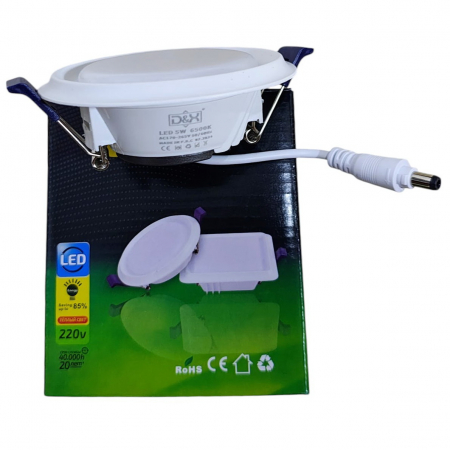 Spot LED încastrat 5W, lumină rece 6500K, ramă albă [3]