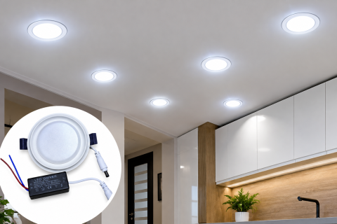 Spoturi LED - Spot LED încastrat 5W, lumină rece 6500K, ramă albă