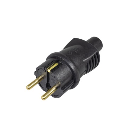 Stechere Cuple si Adaptoare - Stecher cauciuc Atra , IP44 , contact de protectie, 16A, negru , 250v - Imagine produs en-gros