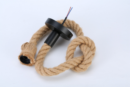 Ghirlande luminoase - Suport lampa franghie de canepa cu dulie E27