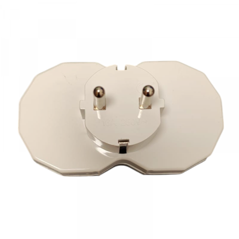 Triplu adaptor stecher cu ceramica si impamantare 2 posturi - Imagine produs en-gros [2]