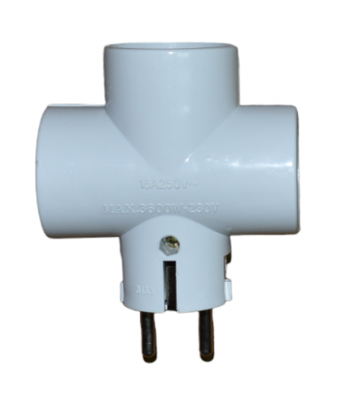 Triplu Stecher - Triplu ștecher GOLIAT ,16 A,250 V , inele ceramice , alb