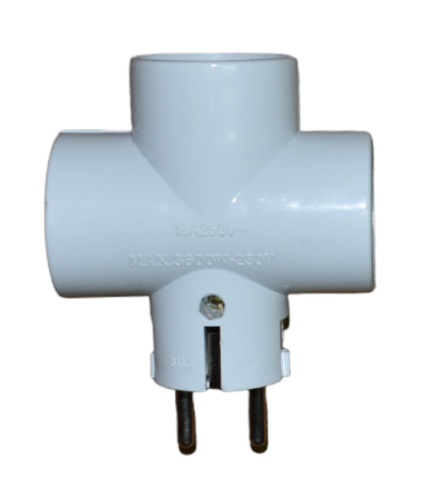 Prize și Întrerupătoare - Triplu ștecher GOLIAT ,16 A,250 V , inele ceramice , alb - Imagine produs en-gros