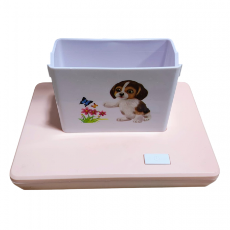 Veioza cu suport telefon si pixuri cu brat reglabil ,soclu E27 ,alimentat la 220V-roz-pal [2]