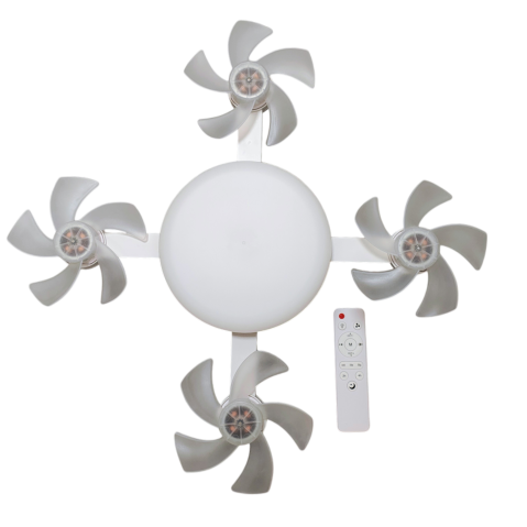 Lampă LED cu 4 ventilatoare E27 60W 6500K cu telecomandă [3]